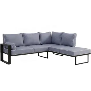 Beautysofa Loungeeckteil Verdino mit Metallrahmen 215 cm Blaugrau , L-Form , 215x90x223 cm , Gartenmöbel, Loungemöbel, Gartensofas & Loungesofas