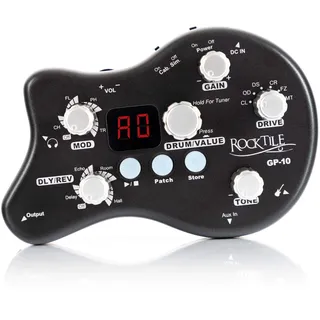 Rocktile GP-10 Multieffektgerät für E-Gitarre mit Kopfhörer-Verstärker und Drum-Loop Player