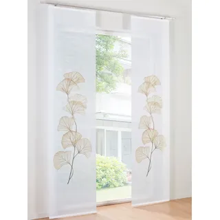 Schiebegardine HEINE HOME Gr. 1, beige (sand, weiß), B:57cm H:145cm, Polyester, Gardinen, Schiebegardine