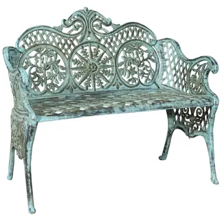 Biscottini Außenbank aus Gusseisen 110 x 56,5 x 86 cm - Gartenbank antikweiß - Gartenbank für den Außenbereich