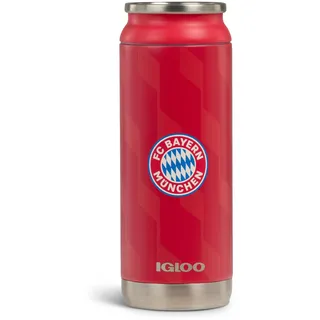 IGLOO Edelstahl-Thermobecher 450 ml - FC Bayern München - lizensierter Fanartikel - Rote Isolierflasche mit Vereinslogo - Doppelwandig und Vakuumisoliert