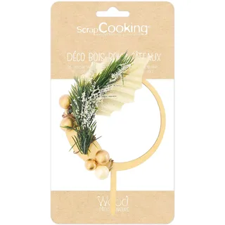 ScrapCooking – Cake Topper Weihnachtskranz – Dekoration für Kuchen aus Holz – Blumendekor Natur – Geburtstag Frühling – 4988