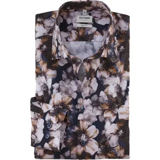 OLYMP Businesshemd »Level Five body fit« mit Allover-Print, blau