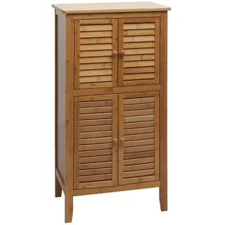 Mendler Badezimmerschrank HWC-B18, Regal Kommode, 4 Türen Bambus 100x50x30cm