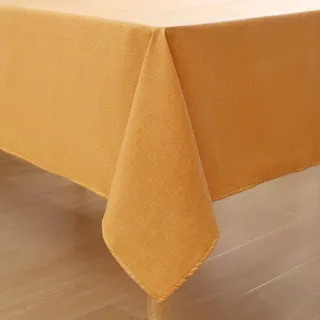 Homaxy Leinenoptik Tischdecke Abwaschbar Lotuseffekt Eckig 140 x 140 cm Tischtuch Leinendecke Wasserabweisend Tafeldecke Tischwäsche Fleckschutz, Gelb