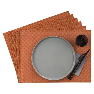APS 60018 Tischset, 33 x 45 cm, 6er Set Schmalband Platzdeckchen aus Kunststoff, PVC, hitzebeständige, rutschfeste Tischmatten, abwaschbare, wasserabweisende Platzsets, candyrot