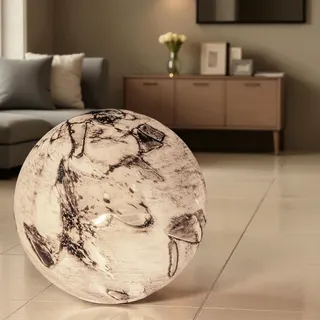 Formano Kugellampe Earth Glas Marmor Design 24 x 24cm Tischlampe aus weißem Glas - Grau