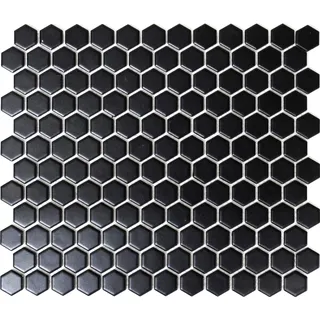 Keramikmosaik schwarz matt hexagonal WC Dusche Küche Wand Bad WB11A-0311 1Matte