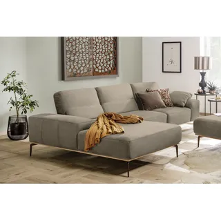 Ecksofa W.SCHILLIG "run, Designsofa mit tollem Sitzkomfort, bequem, L-Form", beige (ecru w82), B:319cm H:88cm T:178cm, Longlife Xtra-Leder Z73: Naturwalkleder der Luxusklasse aus den erlesensten Rohhäuten. Hautstärke 1, 1 – 1, 3 mm;ROHLEDER Jacquard-Flachgewebe Q2 W60 (63% Polyester, 37% Polyacryl);ROHLEDER Chenille-Flachgewebe Q2 W77 (68% Polyacryl, 32% Polyester);Stoff S37 (100% Polyester), Sofas, Ecksofa, mit Holzsockel, Füße in Bronze pulverbeschichtet, Breite 319 cm