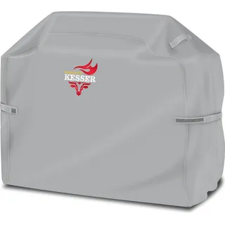 KESSER® Premium BBQ Grillabdeckung Gasgrill Grillhaube Abdeckung Wetterfest - für Weber, Brinkmann, Char Broil Grill Abdeckhaube Schutzhülle | 600D Oxford- Gewebe Reißfest - Grau