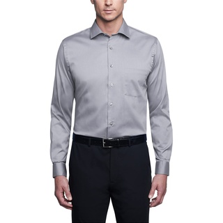 Van Heusen Herren Kleid Regular Fit Flex Kragen Stretch Solid Klassisches Hemd, Grau (Grey Mist), 42 cm Hals 86 cm-89 cm Ärmel