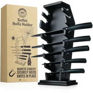 Littlesy Sarg-Messerhalter Mit 14 Magneten für 7 Messer - Gothic-Küchendekoration und -Zubehör, Halloween-Messerhalter für Küche (Ohne Messer)
