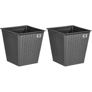 Gartenfreude Pflanzkübel Polyrattan Set 2-tlg 32 x 32 x 32 cm grau