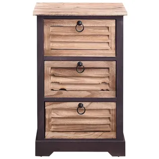 Mobili Rebecca Nachttisch im Vintage-Stil 3 Schubladen Holz braun und schwarz