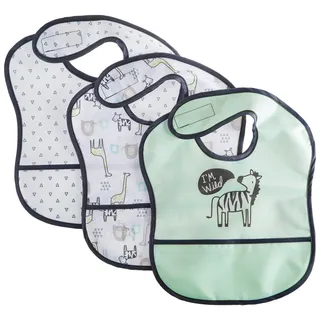 My Baby Lou Lätzchen , Grau, Weiß, Mintgrün , Textil , 3-teilig , Animalprint , 28x40 cm , AZO-frei , Auffangschale , Schlafen, Babytextil-Kollektionen