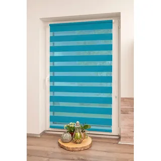 Doppelrollo K-HOME "Maringa Klemmfix" Gr. 39, blau (petrol), B:30cm H:150cm, Polyester, Rollos, Doppelrollo, in verschiedenen Größen und 11 Farben erhältlich