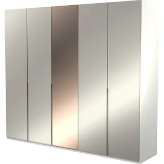 Musterring Drehtürenschrank »San Diego, Kleiderschrank, Schrank, Garderobe, mit Spiegel« weiß, B:250cm H:236cm T:58cm, Glas, Holzwerkstoff, Schränke, Drehtürenschrank, 5-türig (gedämpft), 10 Böden, 5 Kleiderstange, Chromgriffe