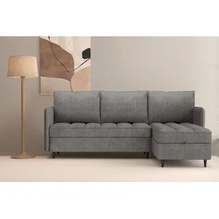 dorel home Ecksofa »LINDHUS, L-Form, verschiedene Stellvarianten, Modulsofa« Recamiere, Stauraum, Cord und Chenille-Bezug, grau