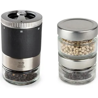 Peugeot Pfeffermühle und 3 Vorratsgläser 'Pfefferbar u'Select', Pfeffermühle + Salzmühle, Grau