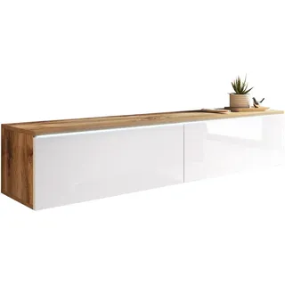 P & B Lowboard 140x30 cm Weiß/Eiche Holzwerkstoff