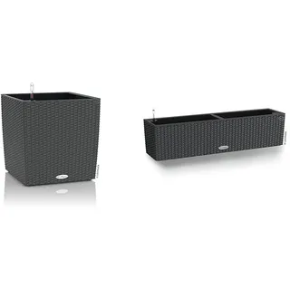 Lechuza Cube Cottage 40 Granit 15382 & BALCONERA Cottage 80 Granit 15612