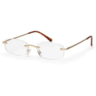 FILTRAL Randlose Lesebrille/Rahmenlose Unisex Lesehilfe mit Federbügeln für Damen & Herren in gold matt / +2,00 dpt. F4537816
