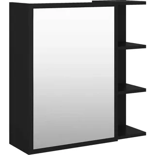 vidaXL Bad-Spiegelschrank Schwarz 62,5x20,5x64 cm Holzwerkstoff - Schwarz