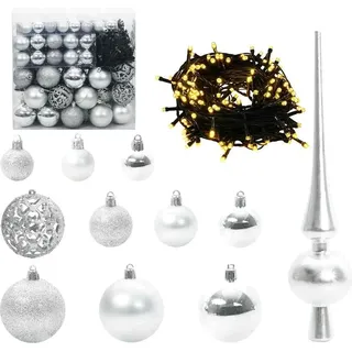 Weihnachtskugel-Set mit 300 LEDs 120 pcs Silber Kunststoff - Silber
