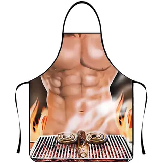 1 PCS Kochschürze herren Sexy Kreative Männer Schürze Küchenschürze Lustige Herren Schürze eines muskulösen Mannes Grillschürze Schürze als Grill Geschenk für Männer