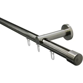GARDINIA Innenlaufgarnitur Set Isa 1-läufig Ø 20 mm 220 cm Silber/Weiß