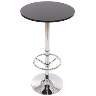 Mendler Stehtisch Bartisch Bistrotisch Empfangstisch Bari mit Fußablage Ø60cm ~ schwarz