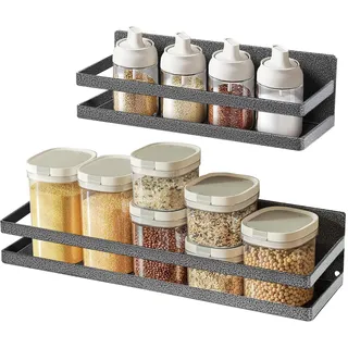 Uten Magnetisches Gewürzregal, Regal Gewürzregal, Kühlschrankregal - L | Abnehmbares Magnetisches 2 Pack Ohne Bohren für Küchenorganisation und Aufbewahrung für Gewürzgläser und Gewürzflaschen