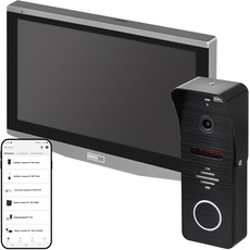 EMOS GoSmart Video-Türsprechanlage mit WiFi und App, wasserdichte Full-HD Kamera mit IR-Nachtsicht, Monitor mit 7'' LCD-Farbdisplay, Snapshot, Aufnahme, Türschloss-Steuerung