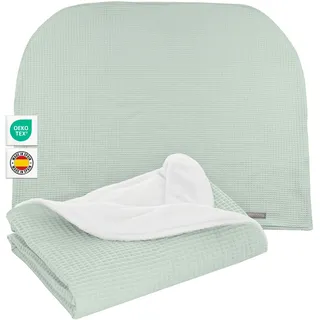 MIMUSELINA Babydecke Baumwolle 90x70 cm | Babydecke Winter und Herbst | Baby Decke neugeborenen Warm für Bett und Kinderwagen | Waffle Mint