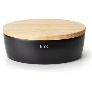 Continenta Brottopf oval, schwarz 30x23xH13,5cm, Brotaufbewahrung, Schwarz
