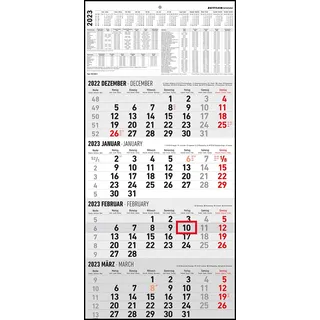 4-Monatskalender 2023 - Büro-Kalender 30x62,8 cm (geöffnet) - mit Datumsschieber - Zettler - 960-0011