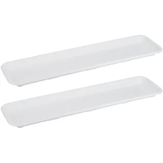 Tymar Blumenkasten untersetzer rechteckig, Blumenuntersetzer 100 cm, 2-er Set, Pflanzenuntersetzer für Pflanzkasten, Blumentopf & Pflanzkübel_Natura (Weiß)