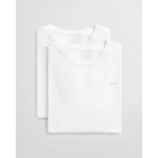 Kurzarmshirt GANT "C-NECK T-SHIRT 2-PACK", Herren, Gr. M, weiß, Web, Obermaterial: 100% Baumwolle, regular fit normal, Rundhals, eingesetzt abgesteppte Kante, Shirts Kurzarmshirt, Mit Rundhalsausschnitt