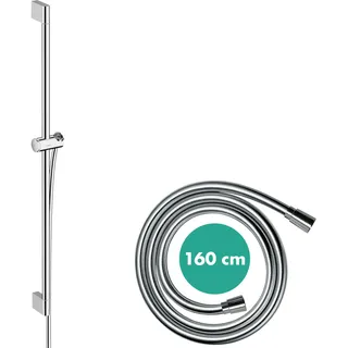 hansgrohe Unica Duschstange Pulsify S, 90 cm, mit Push Duschkopfhalter und Duschschlauch, 24401000, Farbe: Chrom