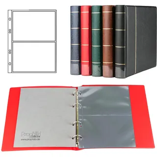 Prophila Collection Postkarten-Album (rot) mit 20 Hüllen für 40 Postkarten