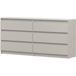 Kommode SOLO 6S II, Schlafzimmer, Sideboard Anrichte 180 cm Kaschmir/Kaschmir, sechs Schubladen, grifflos - Creme