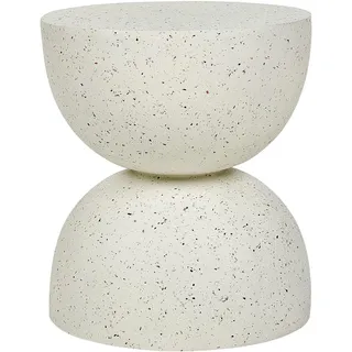 Beliani Beisttelltisch, Weiß Stein, 40x46x40 cm Wohnzimmer, Wohnzimmertische, Beistelltische