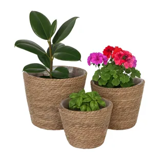 Relaxdays Blumentopf 3er Set Komplettset 3 Größen Beige