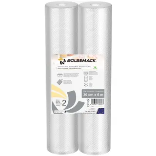 Bolsemack Folienrollen 30 cm x 600 cm - 2 Rollen Vakuumierbeutel für alle Vakuumierer & Lebensmittel Vakuumiergerät - Vacuum bags sehr stark & reißfest - Vakuumbeutel lebensmittel BPA-frei