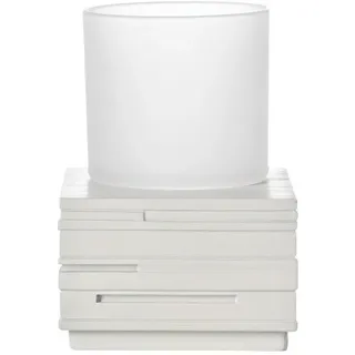 Sadena Zahnputzbecher , Weiß , Kunststoff, Glas , 8x11.5x8 cm , Badaccessoires, Zahnputzbecher