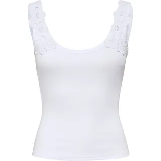 ONLY Tanktop "ONLZANNY S/L CROCHET TANK TOP CS JRS" Baumwollmischung, hellweiß