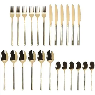 Luxus-Gold-Service-Set 24-teilig, 12 Personen, Stahl, Waschmaschinetauglich, für Hotels und Heimgebrauch - Gold
