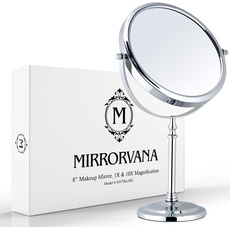 Kosmetikspiegel 10fach, Tischspiegel, Doppelseitiger Vergrößerungsspiegel für Bad, Schminkspiegel mit 10 Fach Vergrößerung, 360° Schwenkbar, 10X & 1X Make Up Mirror/Stand Spiegel (20 cm)