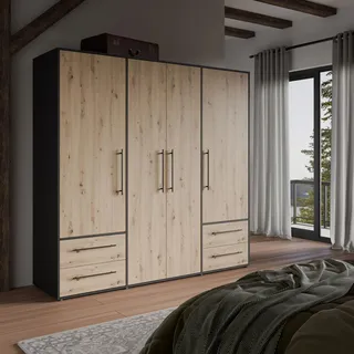 Forte Drehtürenschrank Mokkaris 205,9 x 200,1 x 58,8 cm Braun