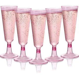 MATANA 24 Premium Rosa Sektgläser aus Kunststoff, 150ml - Stabil & Mehrweg - Plastik Sektgläser Pink, Champagner Gläser, Cocktailglas, Sektbecher, Proseccogläser für Hochzeit, Junggesellinnenabschied